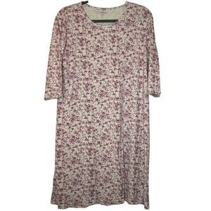 LL Bean Women's Size Med Floral Supima Cotton 3/4 Sleeve Soft Nightgown